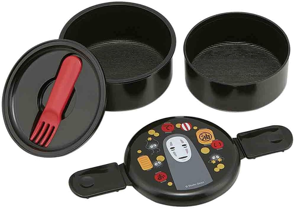 Skater Spirited Away 2 Tier Round Bento Lunch Box with Folk (500m)