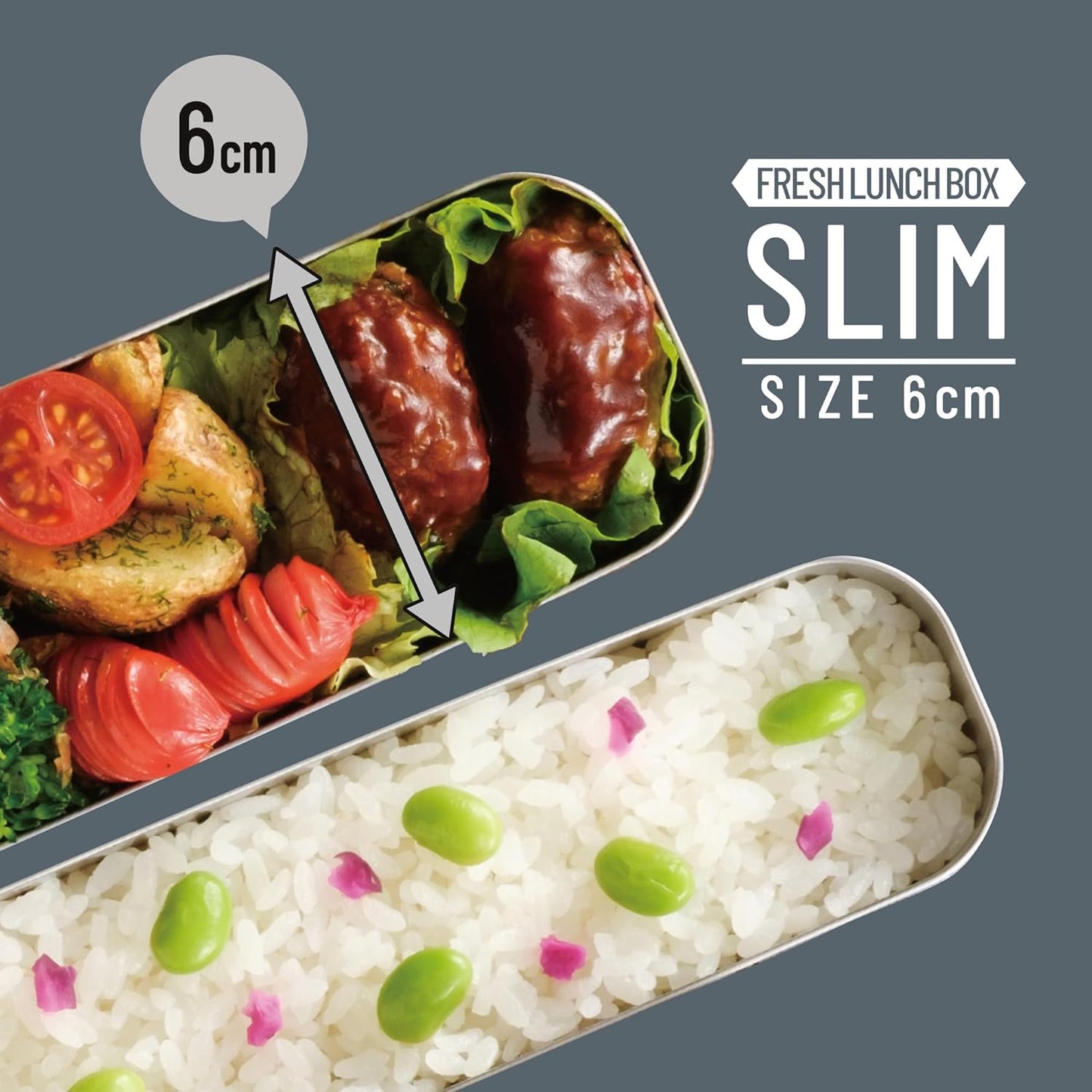 Thermos 2-Tier Slim Fresh Lunch Box with Chopsticks (815 ml) Gray Black