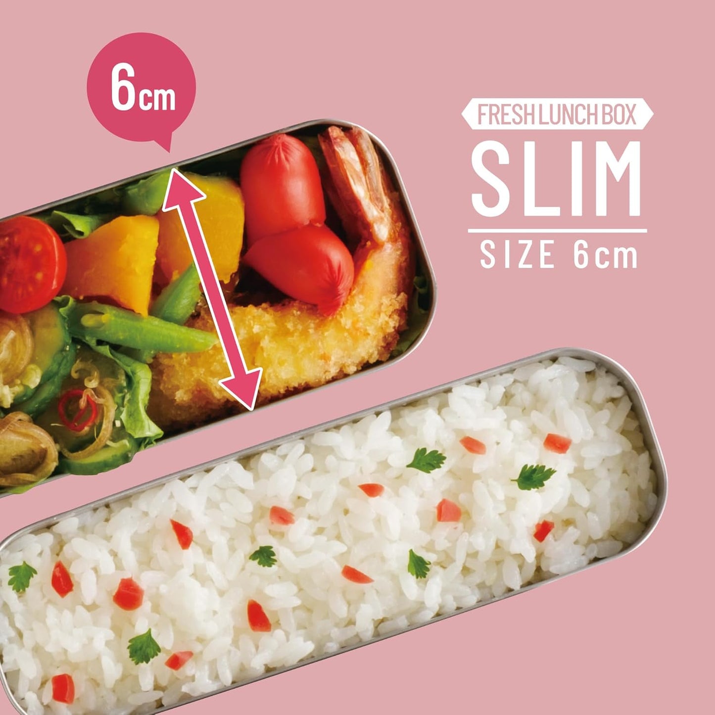 Thermos Bento Box 2-Tier Slim Fresh Lunch Box 635ml - Yellow Pink