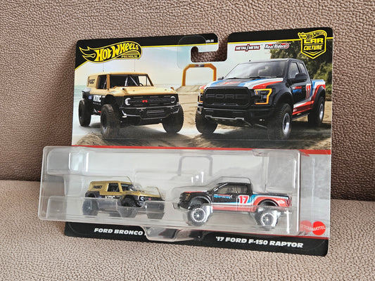 Hot Wheels Premium 2 Pack Ford Bronco R & '17 Ford F-150 Raptor