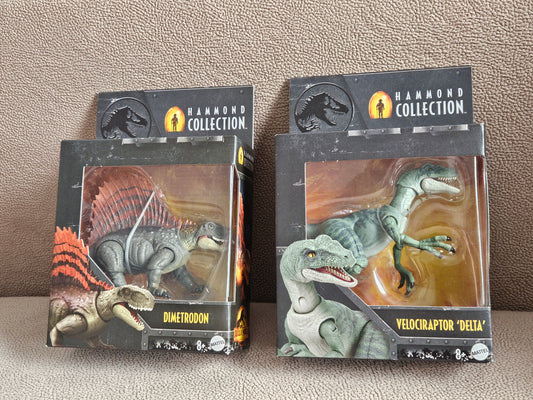 Mattel Jurassic World Hammond Collection Dimetrodon & Delta Velociraptor