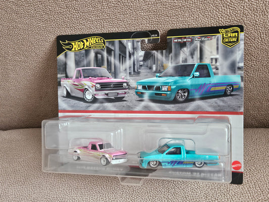 Hot Wheels Premium 1975 Datsun Sunny Truck and Custom '93 Nissan