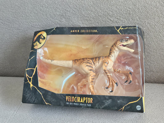 Mattel Jurassic World Toys Amber Collection Tiger Velociraptor