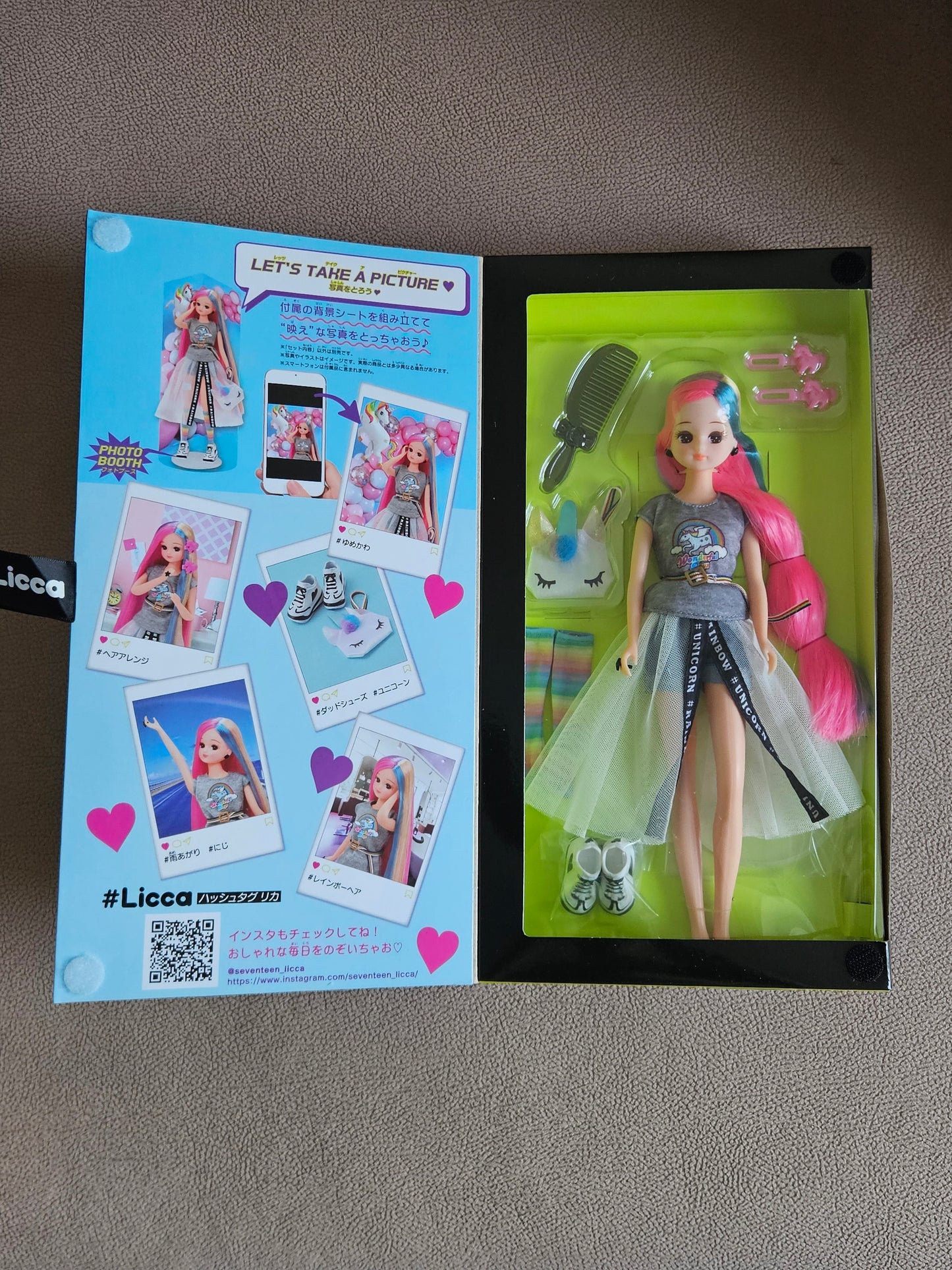 Takara Tomy Licca Chan Doll Rainbow Unicorn