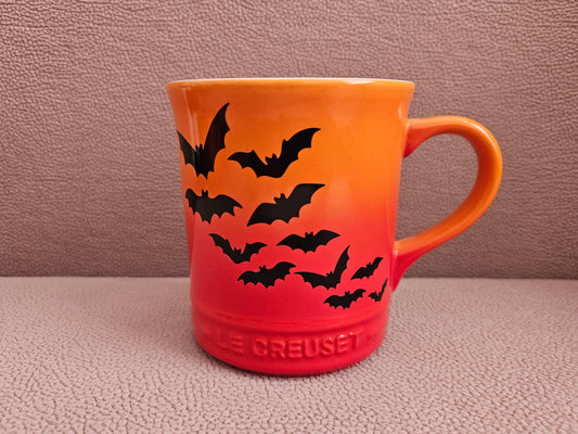 Le Creuset Halloween Bat Stoneware Mug 400ml Volcanic Orange - Brand New