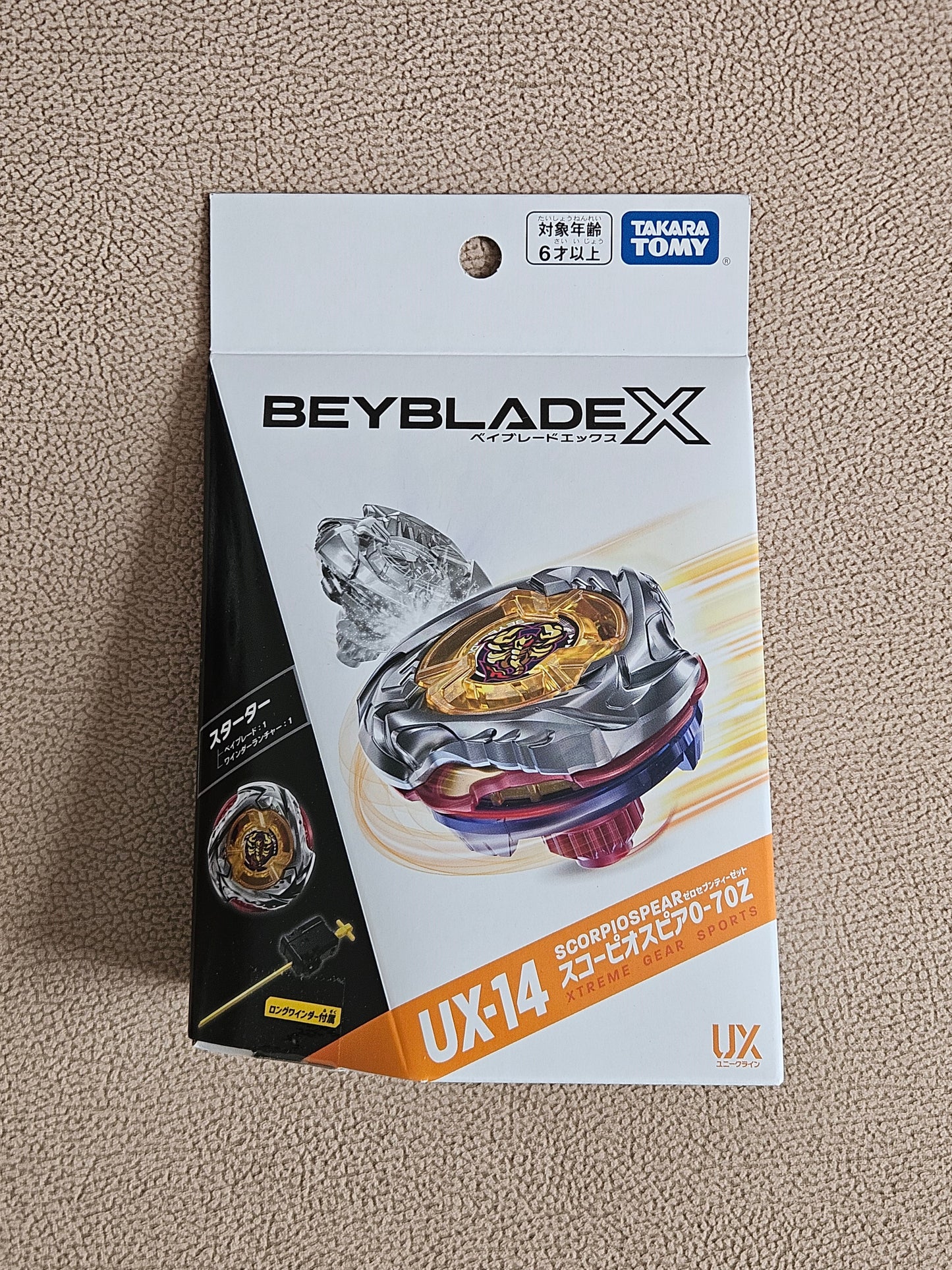 Takara Tomy Beyblade X UX-14 Starter Scorpio Spear 0-70Z