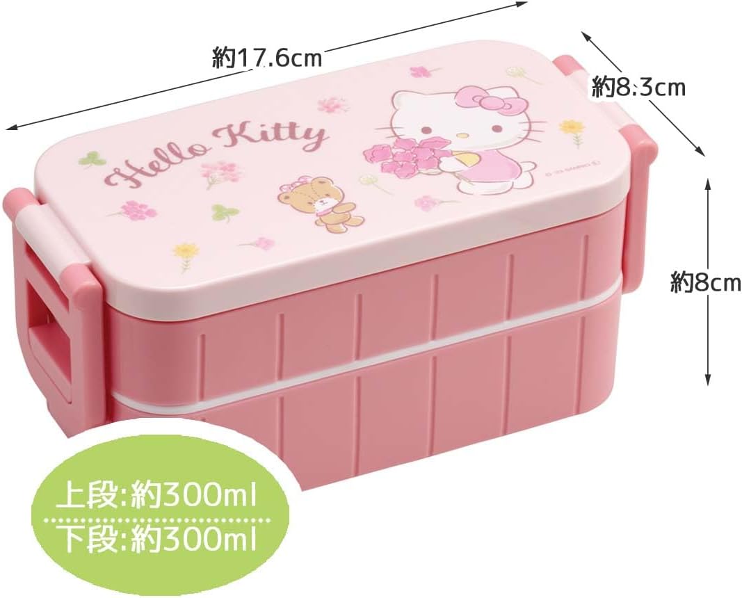 Skater Hello Kitty Bento Box With Chopsticks 2-Tier 600ml