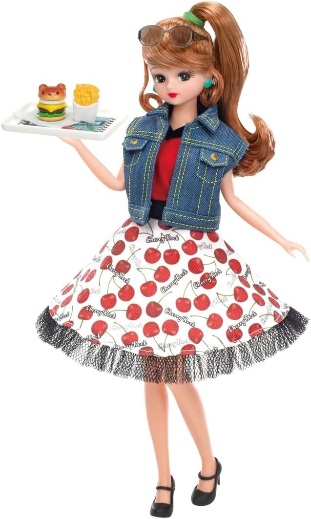 Takara Tomy Licca Chan Doll Set - Rockabilly Cherry Dress Set