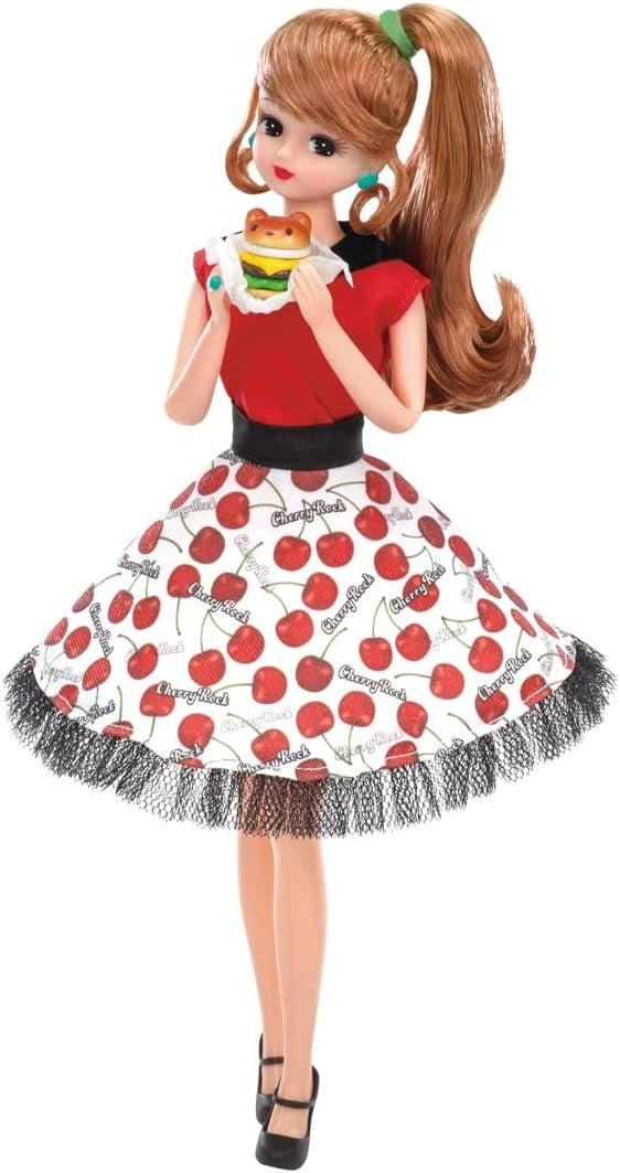 Takara Tomy Licca Chan Doll Set - Rockabilly Cherry Dress Set