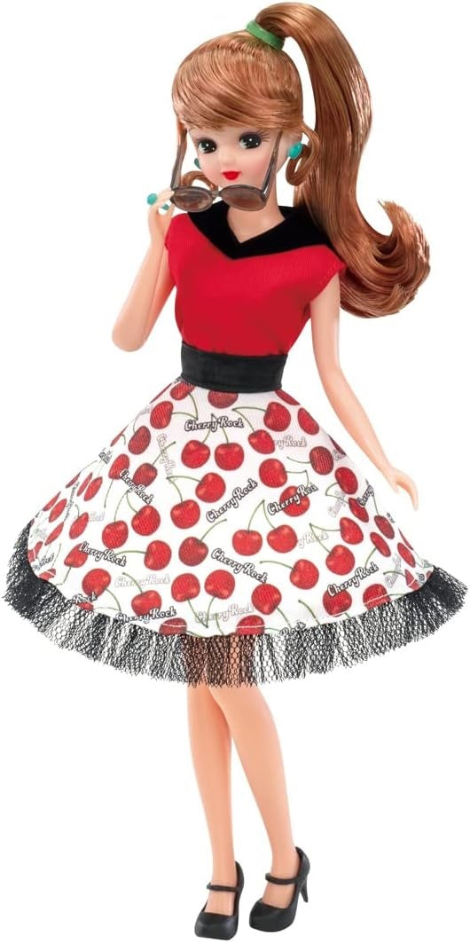 Takara Tomy Licca Chan Doll Set - Rockabilly Cherry Dress Set
