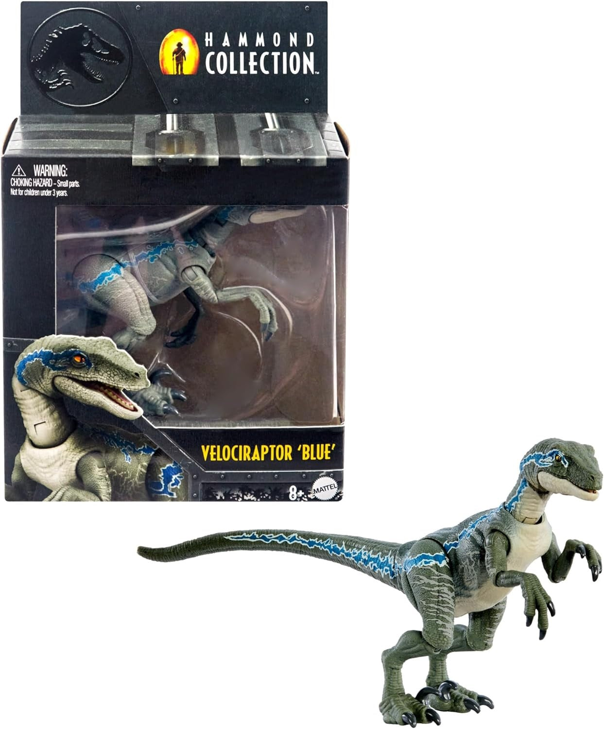Mattel Jurassic World Hammond Collection Velociraptor Blue Dinosaur