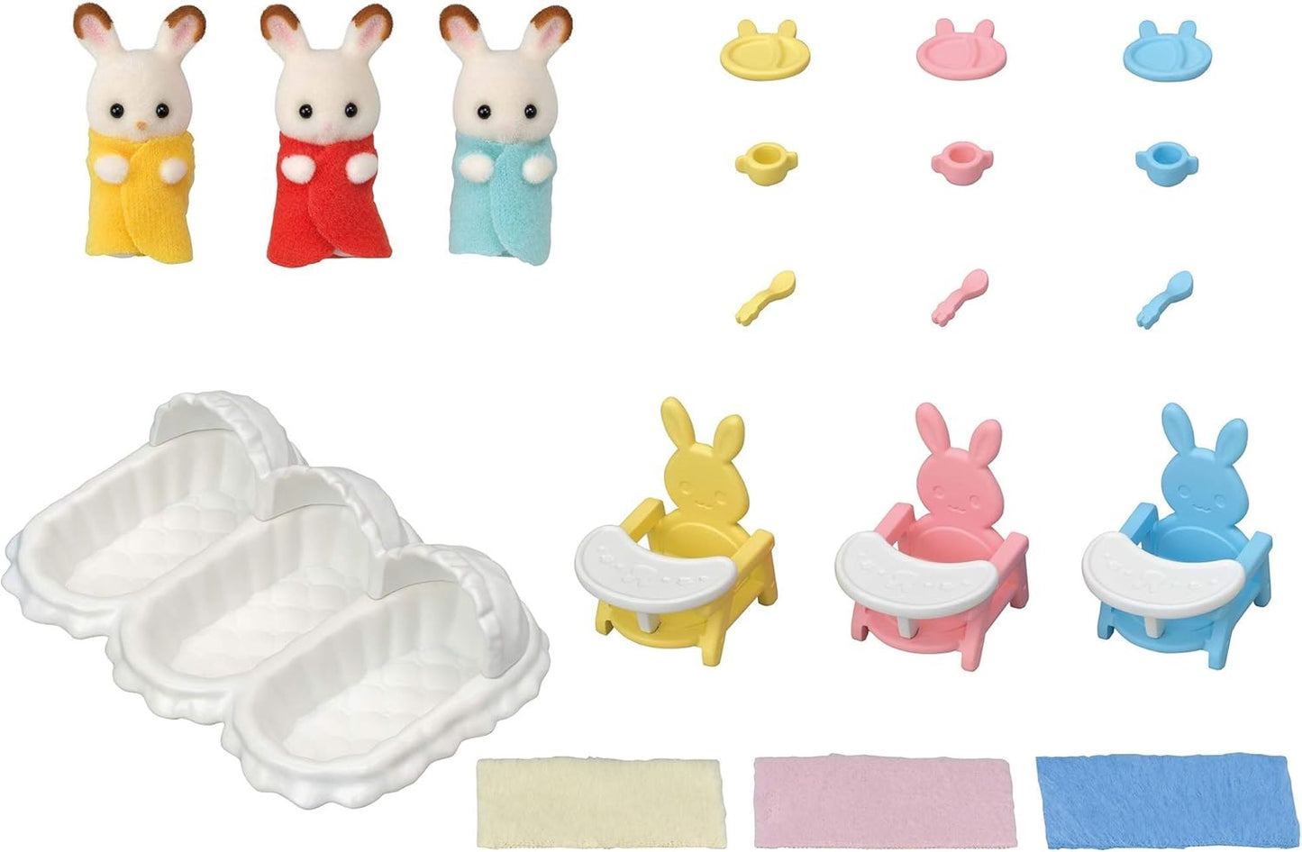 Sylvanian Families SE-204 Chocolate Rabbit Triplets Care Set