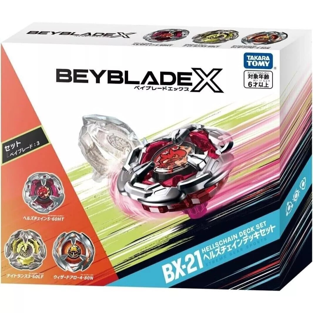 Takara Tomy Beyblade X 2023 BX-21 Hells Chain Deck Set