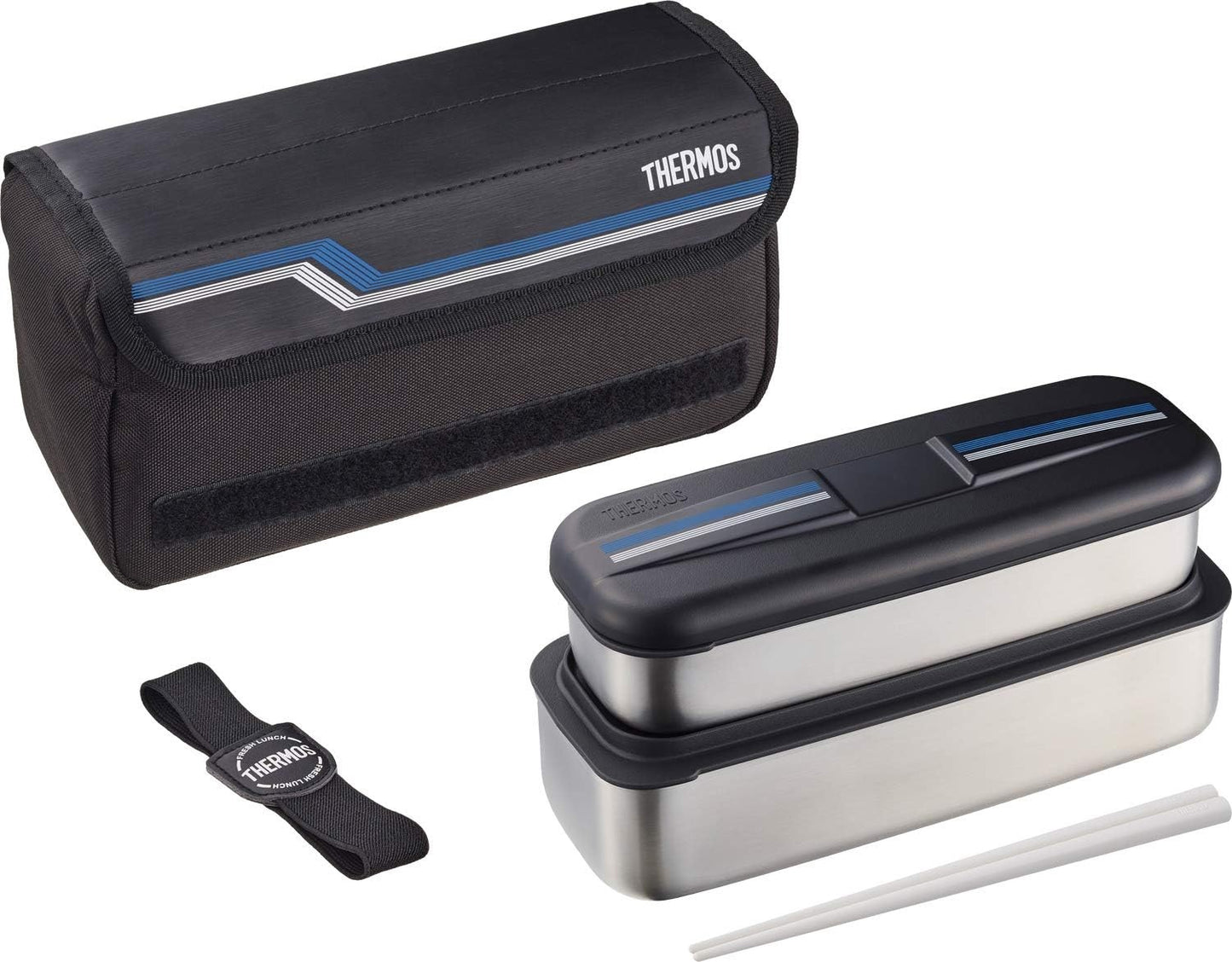 Thermos Black Bento Lunch Box Stainless Steel 1100 ml