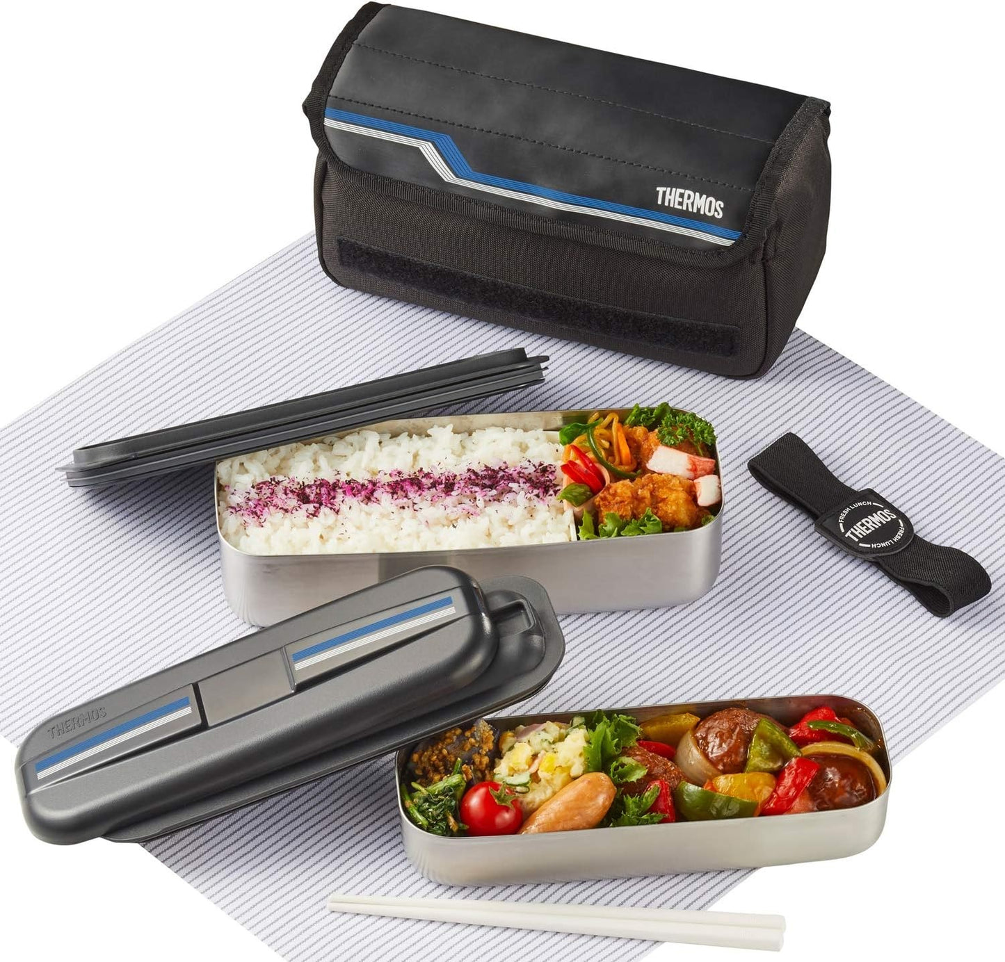 Thermos Black Bento Lunch Box Stainless Steel 1100 ml